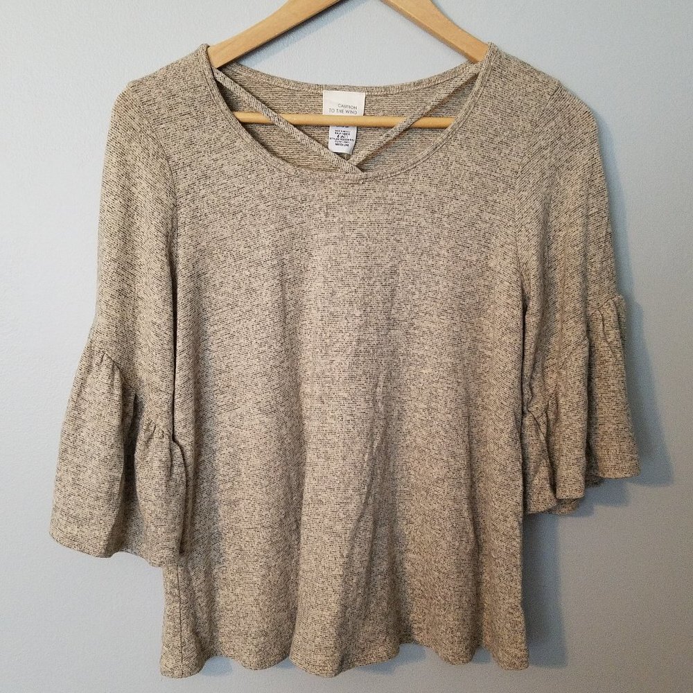 Caution to the Wind Crisscross Bell Sleeve Top